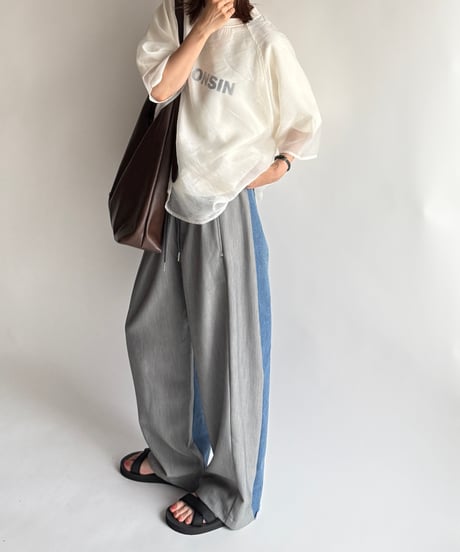 half & half denim pants