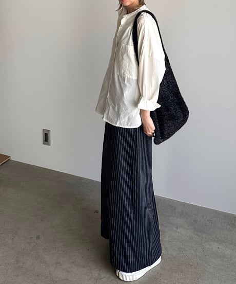 stand collar boyish shirt〈plain〉