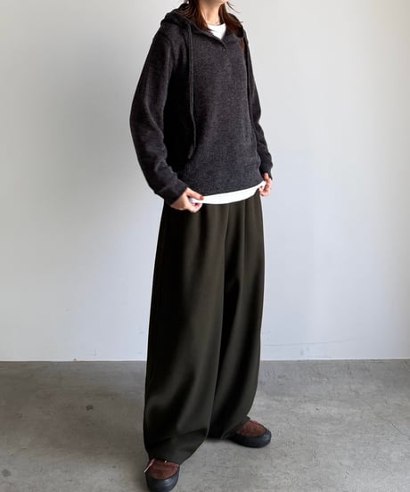 half button knit hoodie