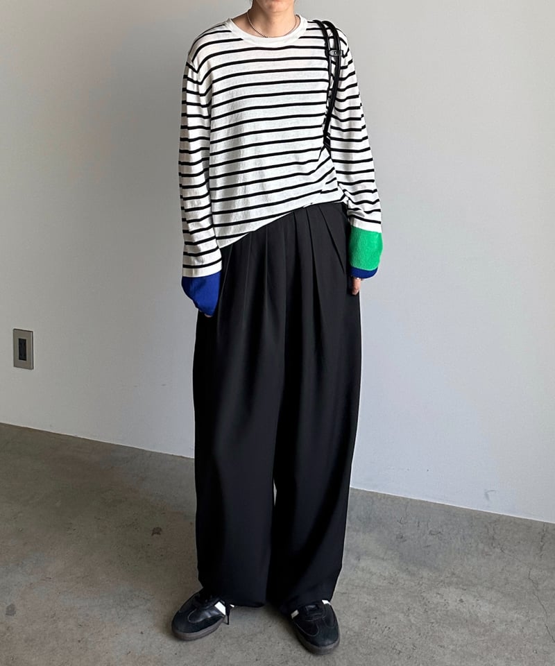 【ARULLE 】カラーカフボーダーカットソー ARULLE 】カラーカフボーダーカットソー