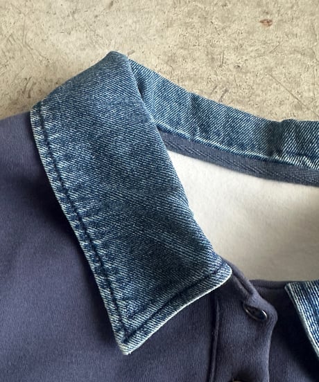 denim collar polo sweat