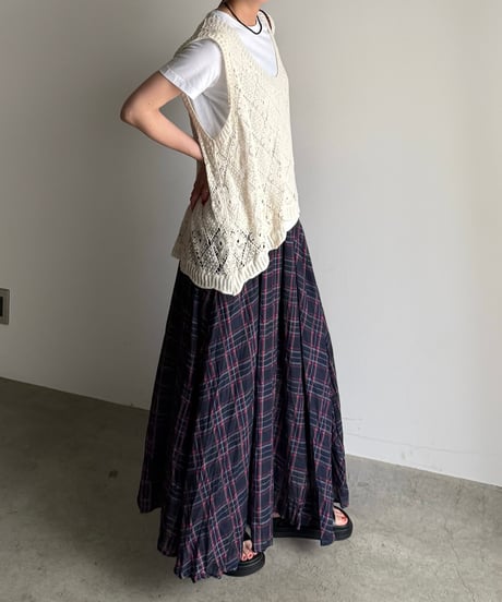 tartan check crinkle skirt