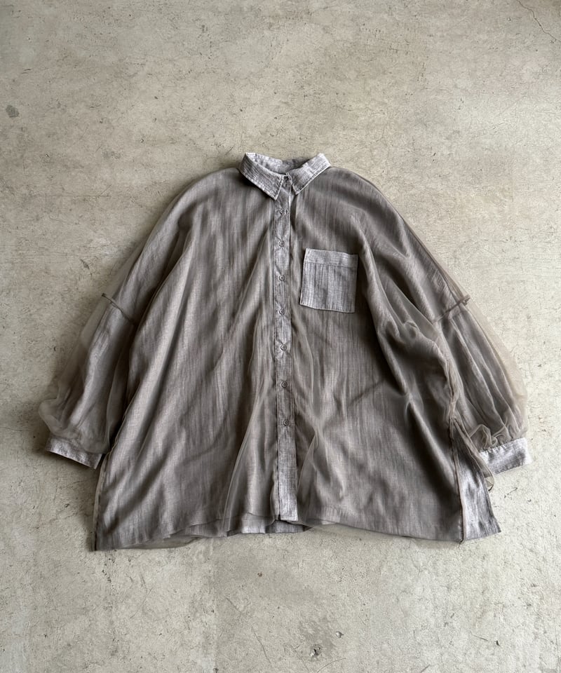 ARULLE/tulle over gauze shirt/グレージュ/ tulle over gauze shirt | ARULLE