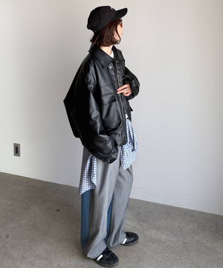 quilting fake leather jacket