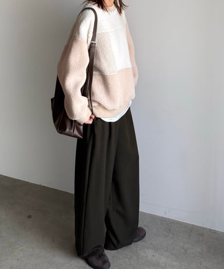patchwork boa pullover