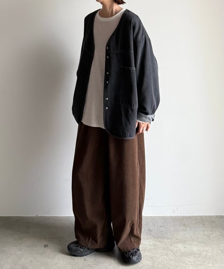 long rib sleeve pullover〈border〉