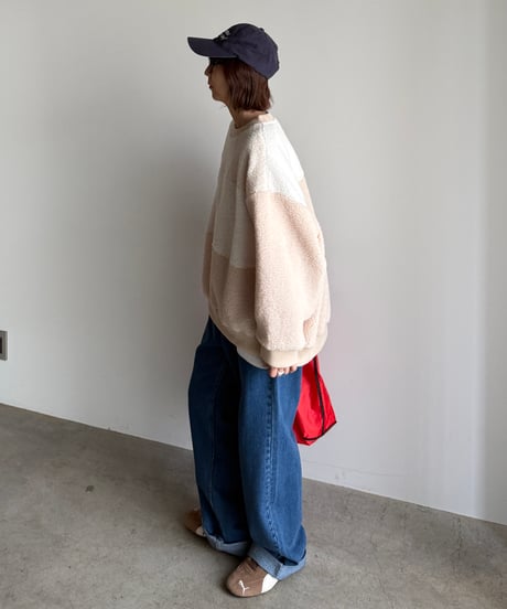 patchwork boa pullover