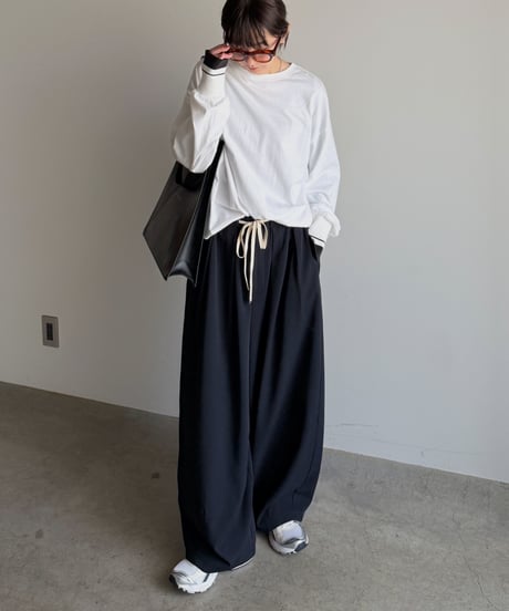 rib color long t-shirt