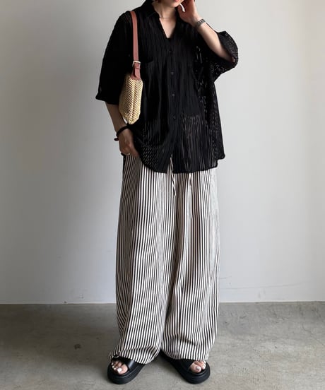 knit lace stripe shirt