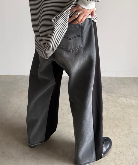 half & half denim pants