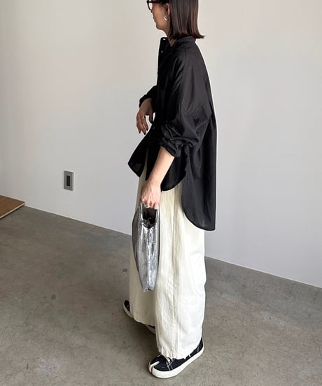 stand collar boyish shirt〈plain〉