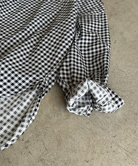 stand collar boyish shirt〈check〉