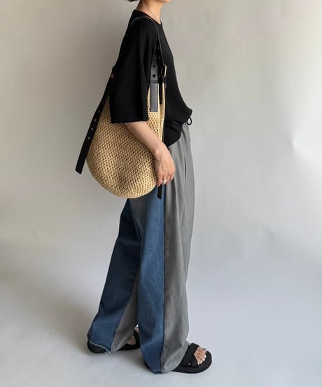 half & half denim pants