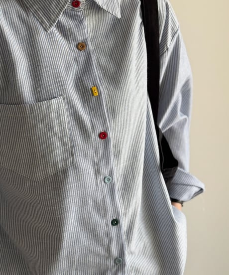 colorful button stripe shirt