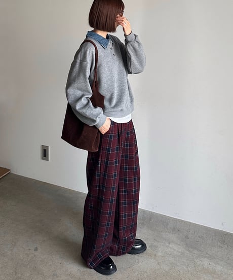 denim collar polo sweat