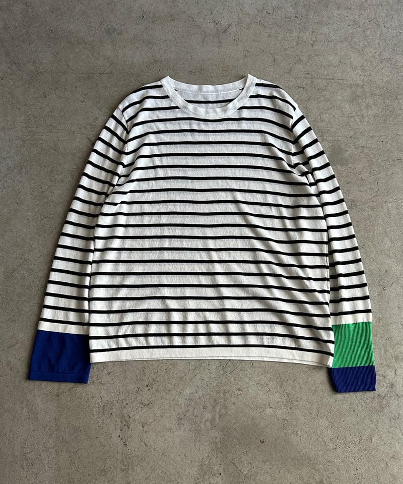 【ARULLE 】カラーカフボーダーカットソー ARULLE 】カラーカフボーダーカットソー