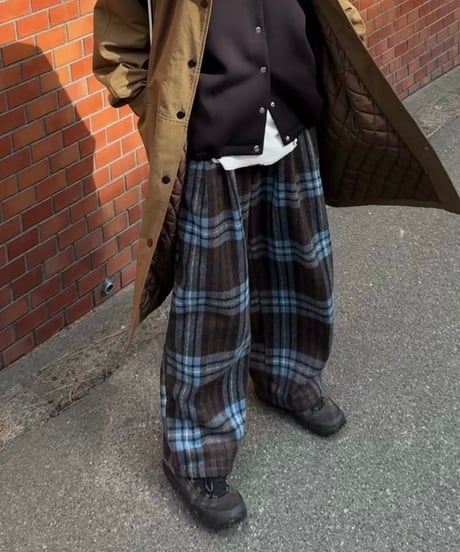 flannel check easy pants