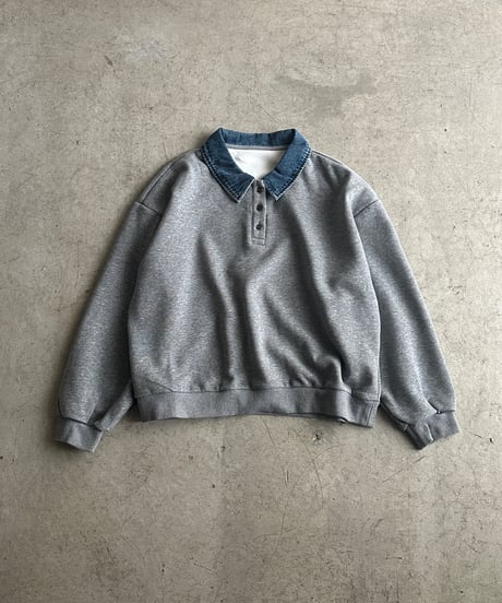denim collar polo sweat