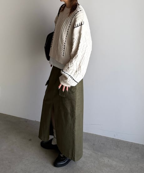 military cargo long skirt