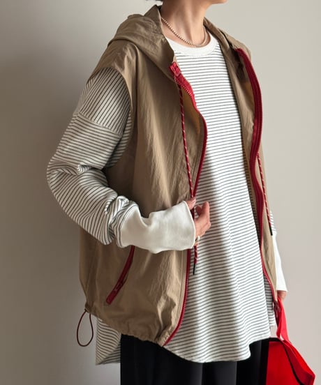 long rib sleeve pullover〈border〉