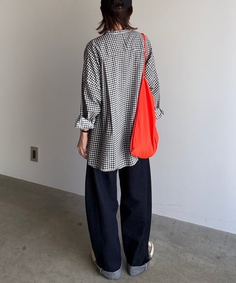 stand collar boyish shirt〈check〉