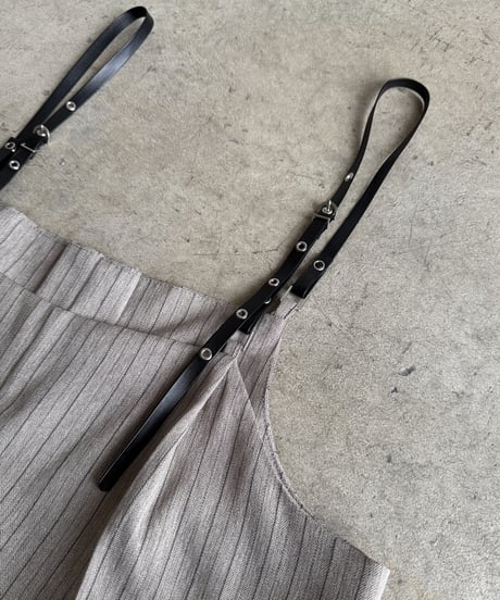 herringbone suspender wide pants