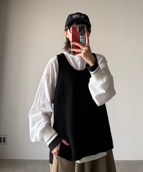 rib color long t-shirt