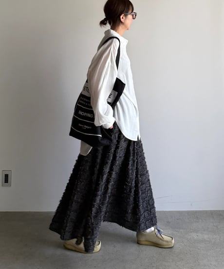 fringe block check skirt