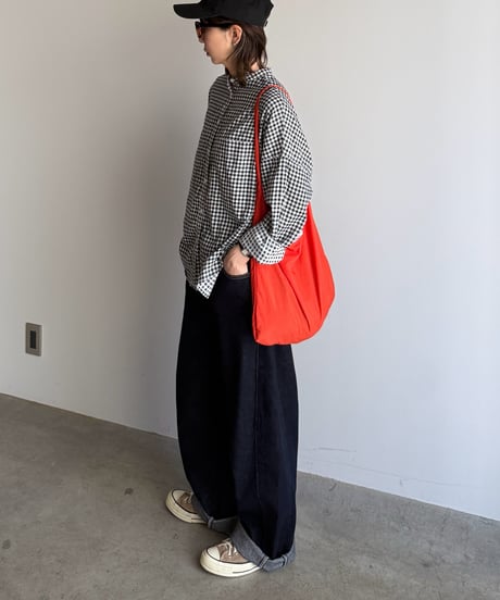 stand collar boyish shirt〈check〉