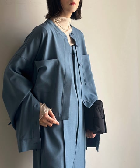 ジャケット・アウター ARULLE collarless cocoon jacket ジャケット・アウター ARULLE collarless cocoon jacket 単純