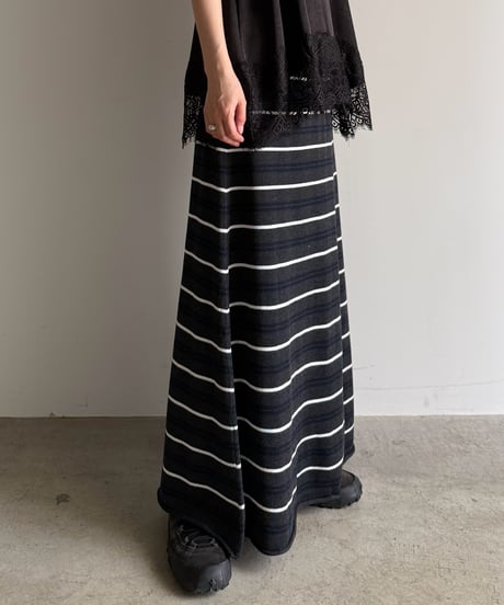 multi border knit skirt