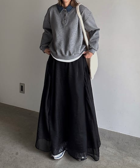 denim collar polo sweat