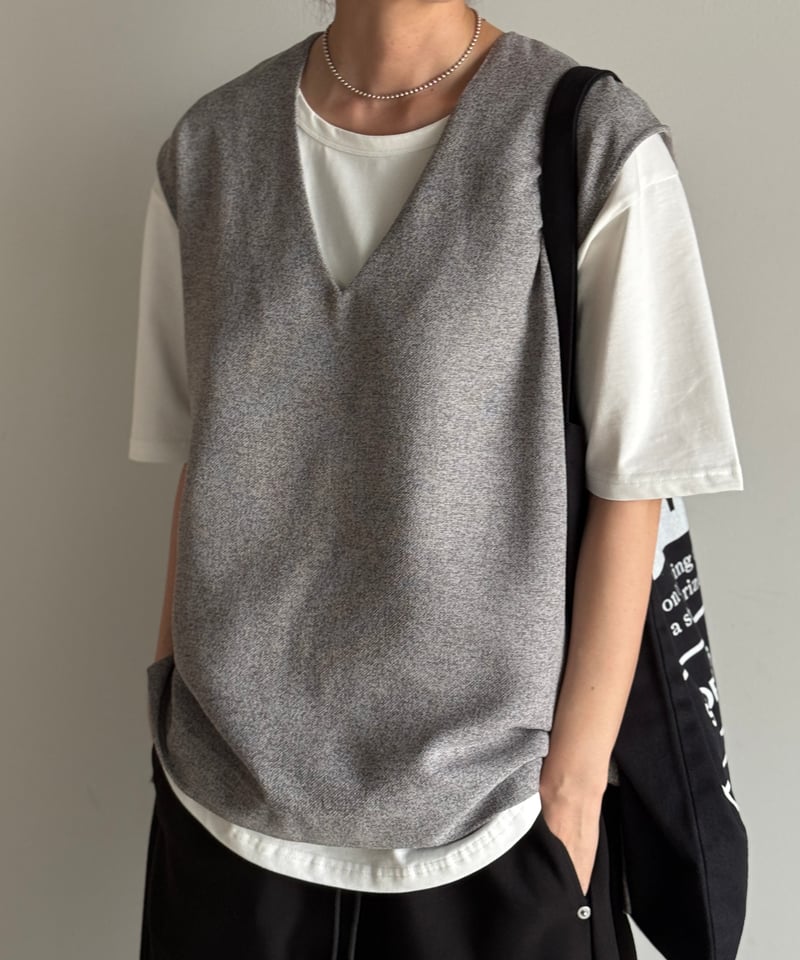 layered linen-like vest【予約商品】 | ARULLE