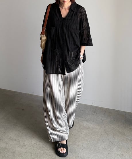 knit lace stripe shirt