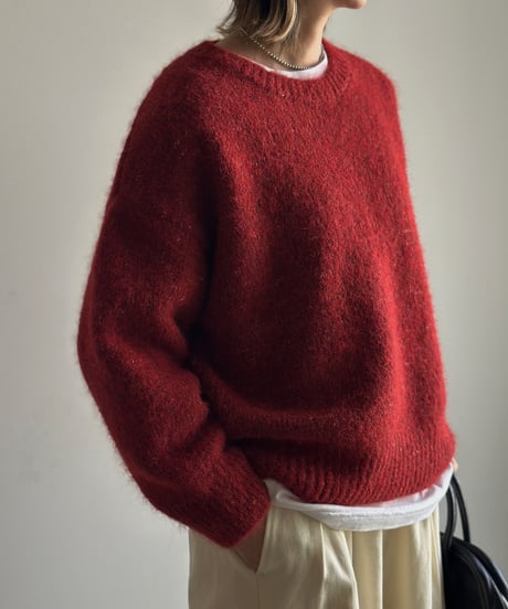 mix color crew neck knit