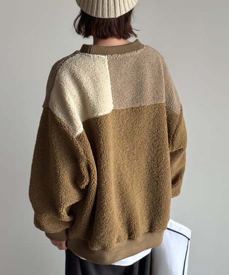 patchwork boa pullover