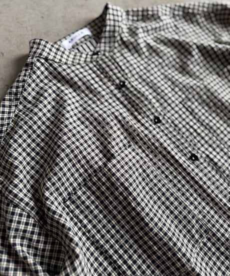 band collar check shirt