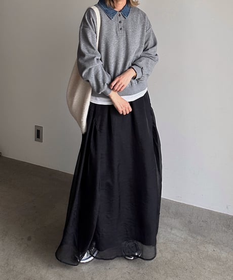 denim collar polo sweat