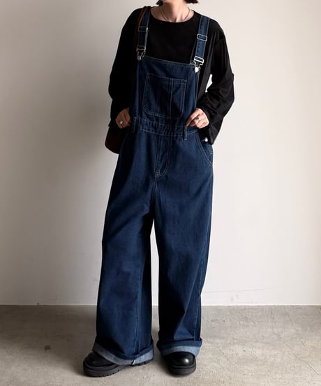 loose fit denim salopette