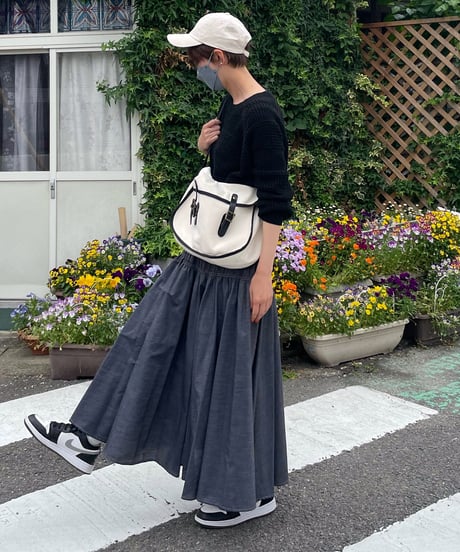 denim shirring skirt