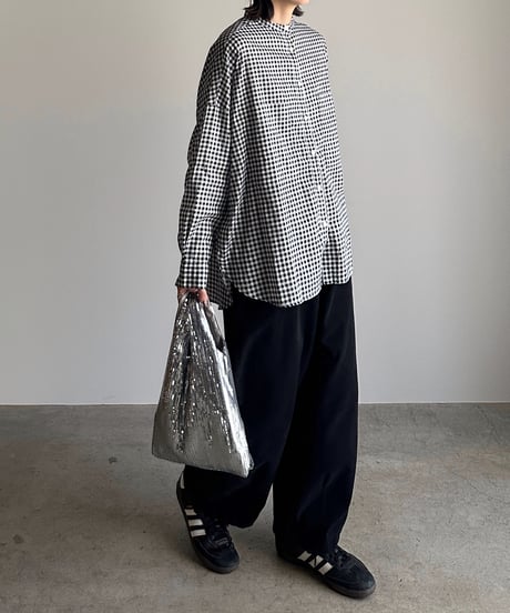stand collar boyish shirt〈check〉