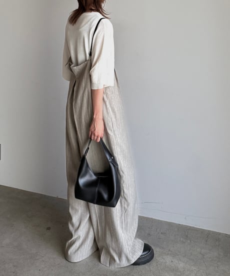 herringbone suspender wide pants