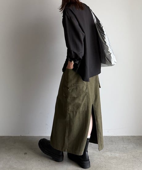 military cargo long skirt