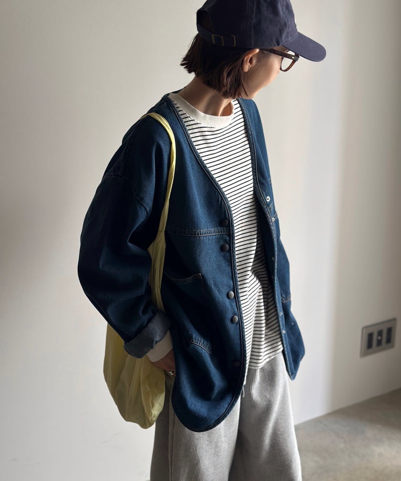 ARULLE v-collar denim Jacket デニムジャケット 中古・古着通販】ARULLE (アリュール) v-collar denim jacket