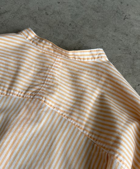 stand collar boyish shirt〈stripe〉