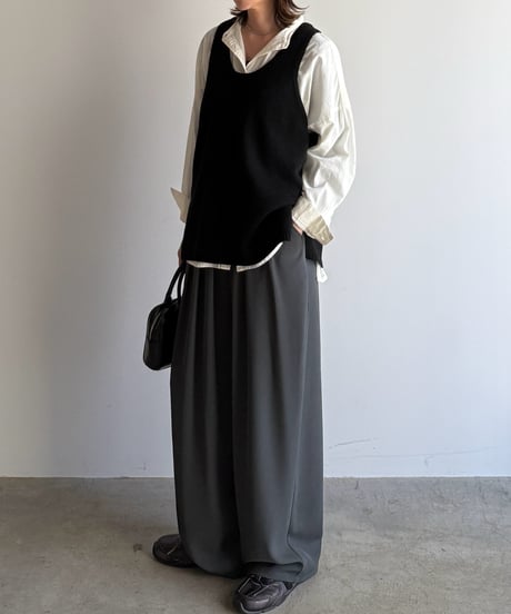 stand collar boyish shirt〈plain〉