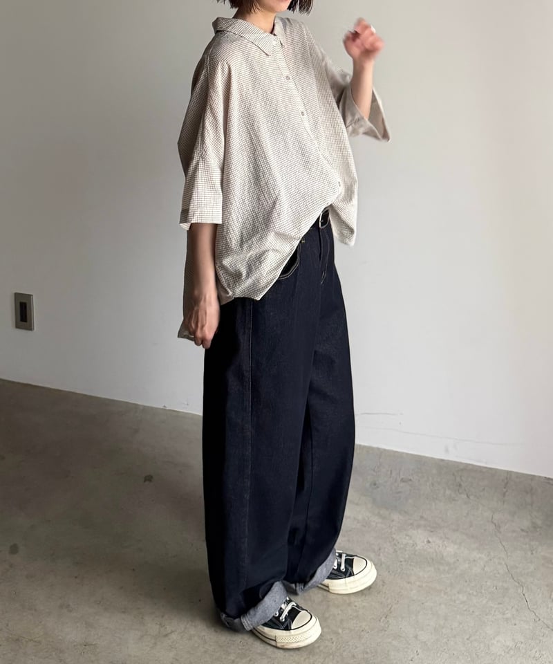 back shirring check shirt【一部予約】 | ARULLE