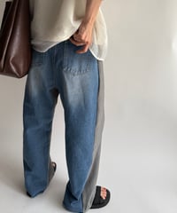 half & half denim pants