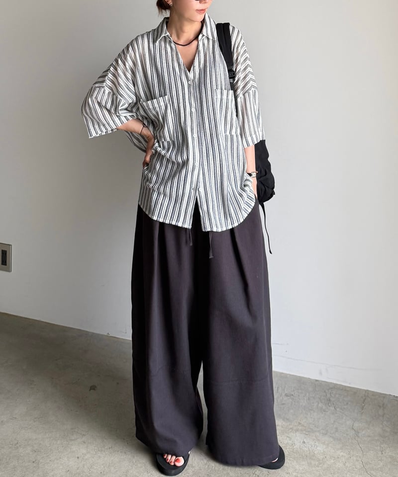 knit lace stripe shirt | ARULLE