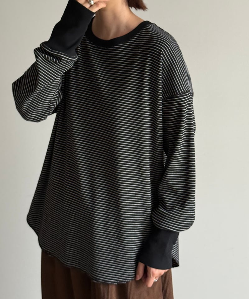 long rib sleeve pullover〈border〉 | ARULLE